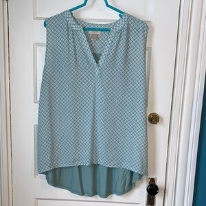 LOFT Sleeveless Teal Patterned Blouse